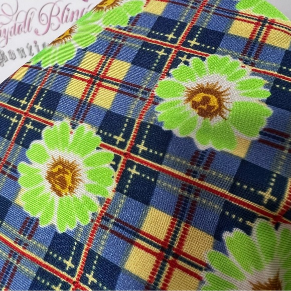 Mini skirt skort cottagecore lime green daisys and plaid picnic pattern blue y2k - Picture 3 of 8